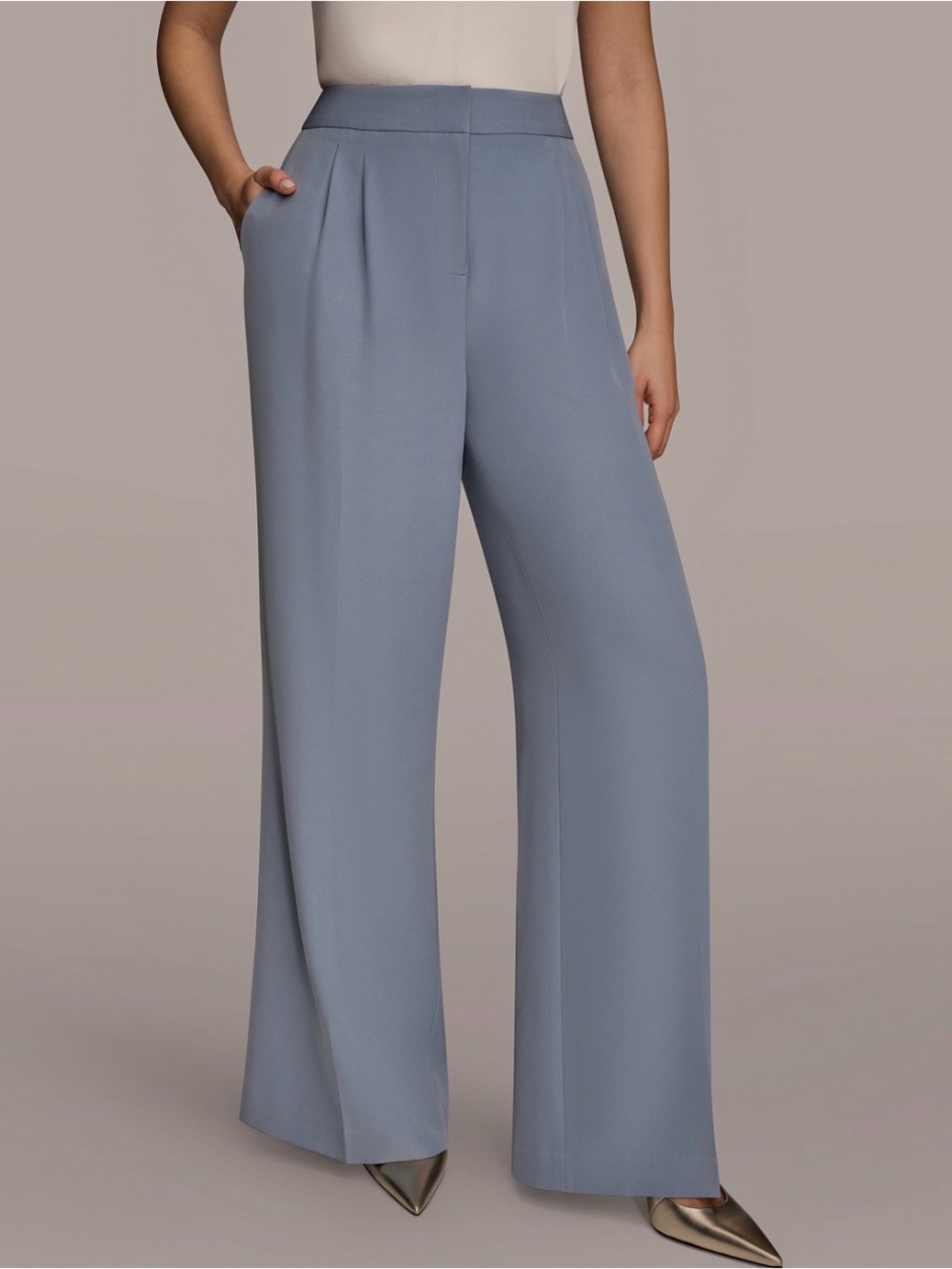 Donna Karan New York Women’s Waisted Wide Leg Pants